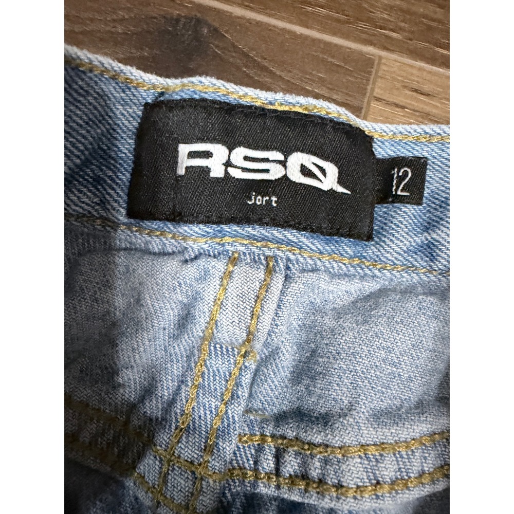 RSQ Jort Kids Light Wash Denim Carpenter Shorts Blue Size 12 Tillys Utility - Picture 3 of 5